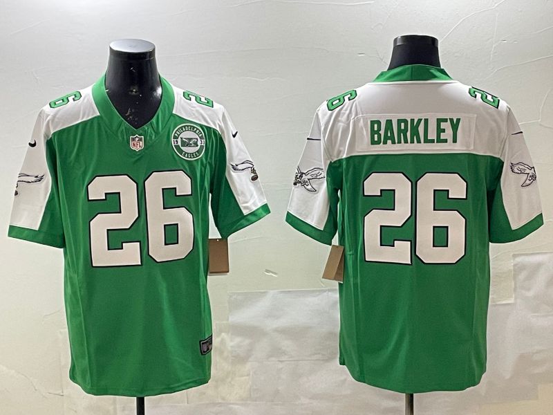 Men Philadelphia Eagles #26 Barkley Green Thanksgiving three generations 2025 Nike Vapor Limited NFL Jersey style 3->philadelphia eagles->NFL Jersey